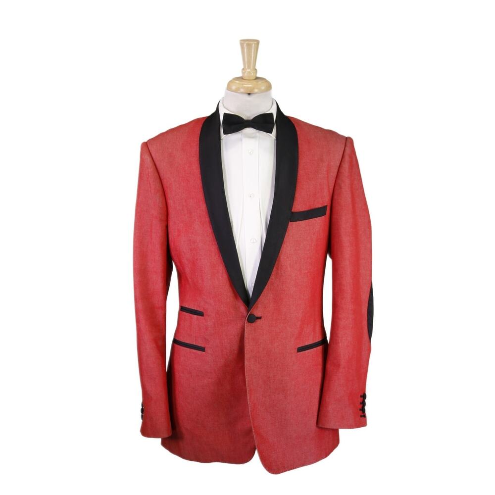 Alexander Nash NYC Bespoke Red Shawl Tuxedo Formal Smoking Blazer Jacket 40L